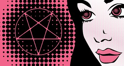 Satan loves pop! branding design digital illustration flat france graphic design halftone illustration logo pink pop art satanic vector