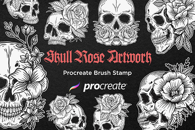 30 Skull Rose Floral Procreate Brushes procreate lettering