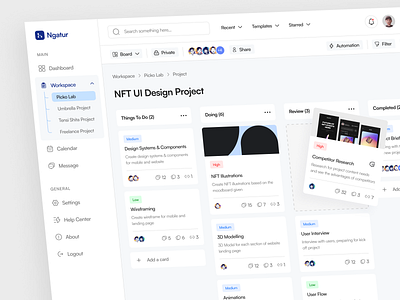 Ngatur - Project Management Dashboard 💻 app card dashboard dashboard design design minimal project project management project manager team team manager to do trello ui ux web