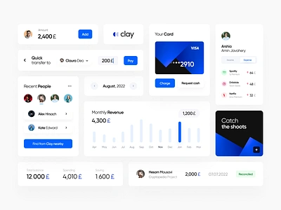 Clay Components app chart clean components design finance graph minimal money payment ui ux