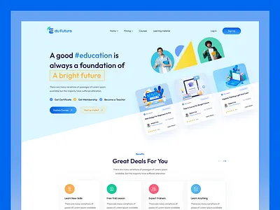Edu Future - Online Course Web UI branding clean clean design course app design e learning education homepage illustration landing page learning app logo minimal mobile mobile design online course online school ui ux website