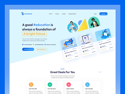 Edu Future - Online Course Web UI branding clean clean design course app design e learning education homepage illustration landing page learning app logo minimal mobile mobile design online course online school ui ux website