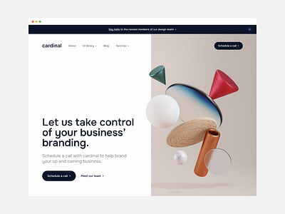 Cardinal Concept 3d 3d element abstract branding design free graphic design hero illustration landing page light light mode logo macos open source typography ui ux vector web