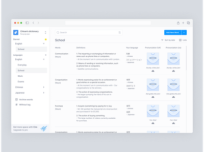 Dictionary - Dashboard clean dasboard design dictionary english language learn learning minimal ui web word