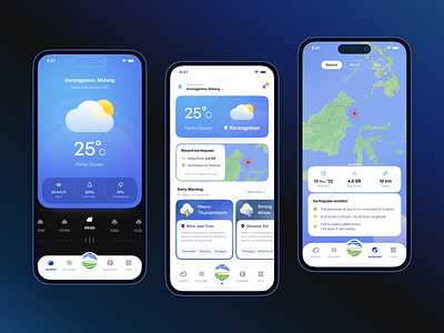 Info BMKG - Weather, Climate & Earthquake Information Mobile App air app climate design designjam designjam league 03 disaster earth earthquake government map mobile nature quality smarthome ui uiux ux weather weather app