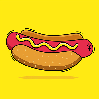 Illustration of sausage - hot dog meal vector - sausage sandwich business cafe corporate design fast food food hot dog illustration logo meal poster restaurant sausage vector