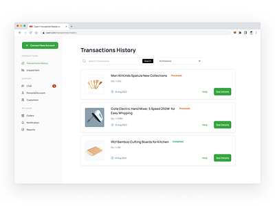 Caart Transactions History Dashboard completed product list dashboard list sections ful page dashboard list page market online shop product history table list transactions history page web dashboard web list sections
