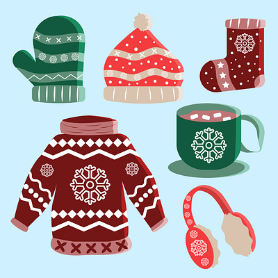 Winter Clothes Set branding clothes graphic design illustration winter