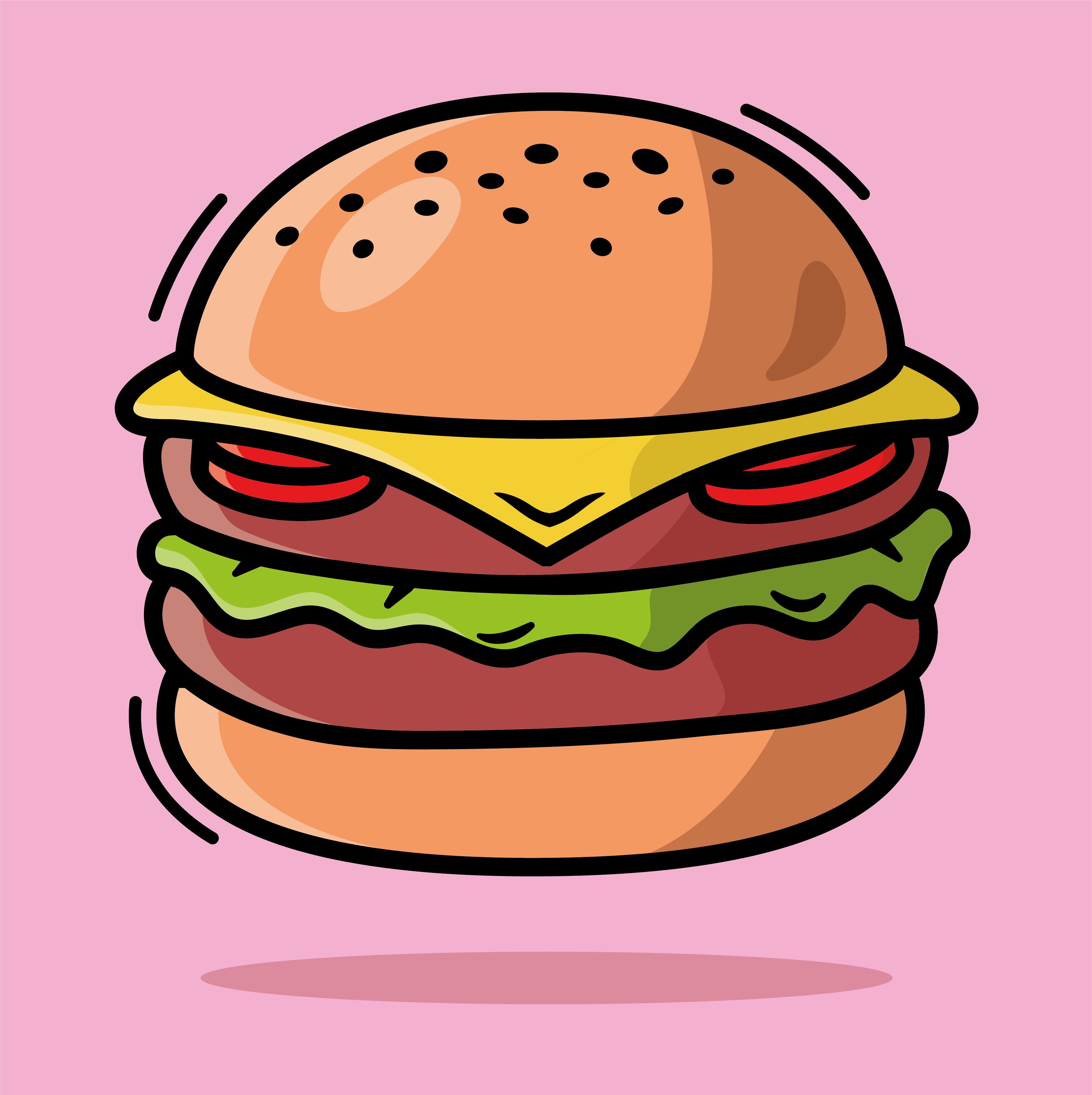 Vector hand drawn sketch colored cheese burger - Stock Illustration  [60843809] - PIXTA
