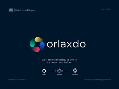 orlaxdo technology company abstract mark logo, O letter logo 2022 logo trend 99 design logo abstract mark blockchain brand identity design branding creative logo digital ecommerce geometric shape gradient graphic design logo design logo trend marketing minimal logo modern minimal logo online tech company logo technology