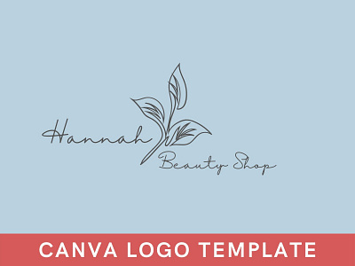 Premade Simple Leaves Canva Logo Template botany logo brand identity branding canva design floral logo illustration leaf leaves logo logo logo design template