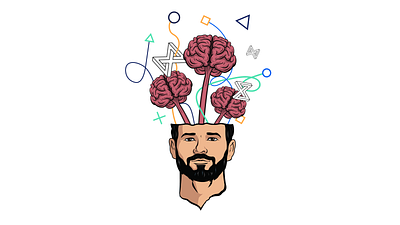 Whimsical Brain Portrait illustration vector whimsical