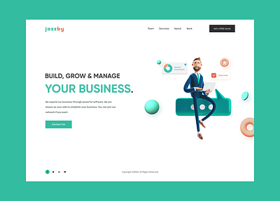 Jozzby - Consulting Firm Landing Page animation app design clean ui design figma landing page responsive web design typography ui ux uxdesign vector web design webdesign website website design