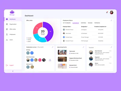 HR Portal abstract attendance birthday dashboard employee management event graphs holiday hr portal recruitment ui design