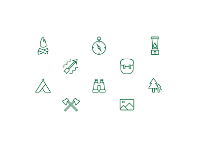 Handful of Outdoor Icons camping design graphic design icon illustration line art vector