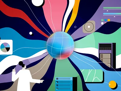 AI System ai analytics artifial intelligence character cloud colors data design flat flow freelance illustration graphic design illustration innovation machine learning nvidia pny styleframe system