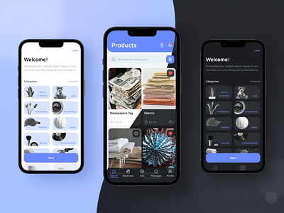 Share it. app — Light & Dark Mode app categories category dark dark mode design e commerce feed light list mobile mode product theme ui ux