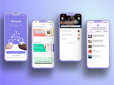 Paired App. For couples analysis mobile app product design research ui ux