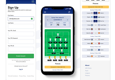 FANTASY FOOTBALL SCREEN DESIGN branding dashboard design football fpl login mobile sport ui ux website