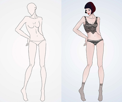 Pose reference creation & character panties design branding brushes conception design digital illustration fashion design flat france graphic design illustration panties vector