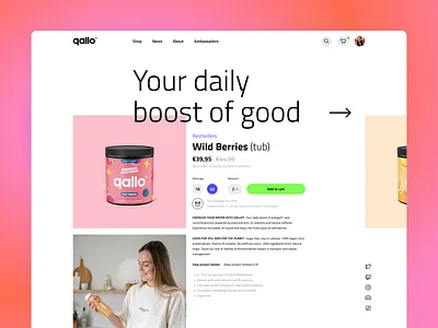 Qallo branding clean design digital design drink exploration minimal product detail product page shop shopping ui ux ux design web web design