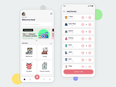 Laundry & Dry Cleaning App 3d laundry app ui laundryappuikit ui