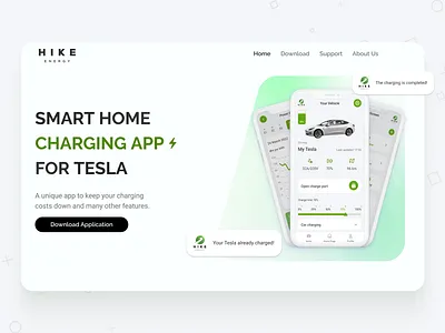 Website design: landing page for charging app app application car charging landing light design smart smart home tesla website