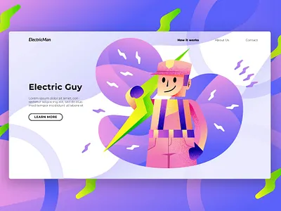 Electric Web Landing Page app branding electric website graphicsdesigner illustration illustration design web landing design landing page logo ui uiux web design web developer web landing design website website page