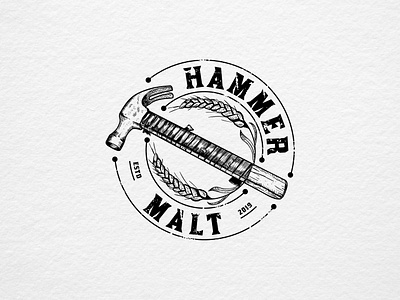 Hammer Malt Logo Design branding design drawing emblem design emblem logo farm hammer drawing hammer logo hand drawn hand drawn concept illustartor illustration logo