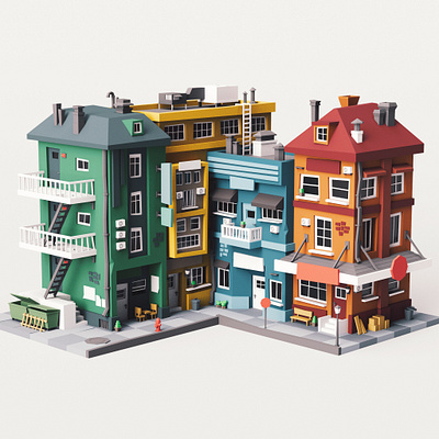 Street Buildings 03 stylized