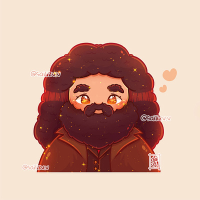 Rubeus Hagrid - Harry Potter by sailizv.v adorable adorable lovely animation artwork chibi concept creative cute art design digitalart hagrid illustration kawaii movie