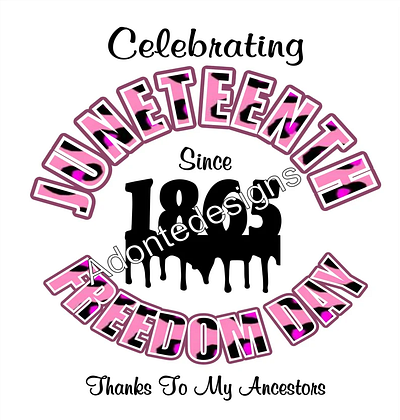 Celebrating Juneteenth Pink Leopard Print With Dripping 1865 Png 3d animation app branding design graphic design illustration logo ui vector