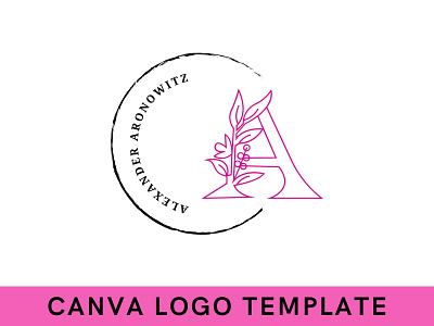 Premade A Letter Feminine Canva Logo Template a brand identity branding canva design feminine logo floral logo illustration letter logo logo logo design template