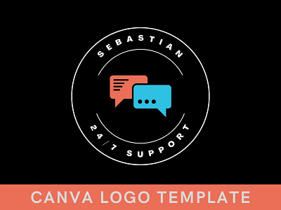 Premade Live Support Canva Logo Template app logo brand identity branding canva chat logo design illustration logo logo design message logo support logo tech logo template text logo