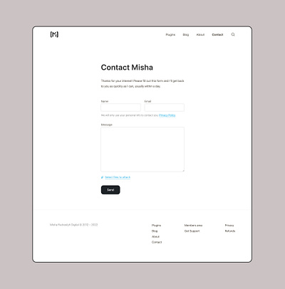Minimalist Contact Page 2d contact page minimalist ui