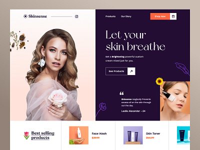 Skincare Product Website beauty cosmetics ecommerce facial fashion glamour haricare homepage hygine landing page luxury perfume personal care skincare spa web design website website design wellness women