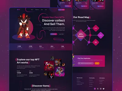 NFT Landing Page 3d bitcoin blockchain crypto cryptocurrency dark graphic design landing page marketplace metaverse nft nft landing page nftmarketplace nfts studio token ui ux design web3 website design