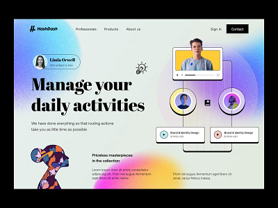 Manage Activities Web Design activities activity branding exploration gradient header header design hero homepage landing page manage management modern uiux web design web template web templates webdesign website website design