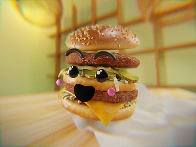 Happy Big Mac 3d 3d art 3d modeling abstract blender burger c4d illustration mcdonald