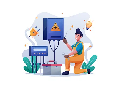 Electricity Basics - Free Illustration 04 cartooning design electric electrician electricity electricity illustration free download free illustration free vector freebie illustration illustrator vector vector design vector download vector illustration