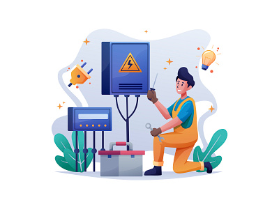 Electricity Basics - Free Illustration 04 cartooning design electric electrician electricity electricity illustration free download free illustration free vector freebie illustration illustrator vector vector design vector download vector illustration