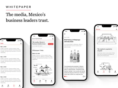 Whitepaper - Mexican business media app design mobile app mobile app design mobile design ui ux design