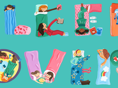 Sleepover children illustration colorful girls activities illustration kids illustration kids playing sleepover teen art toy art typography illustration