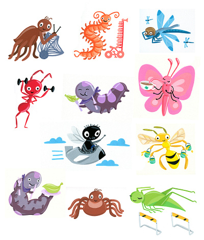 Bugs bugs children illustration colorful fun kids art illustration insects kids illustration spot illustrations toy art