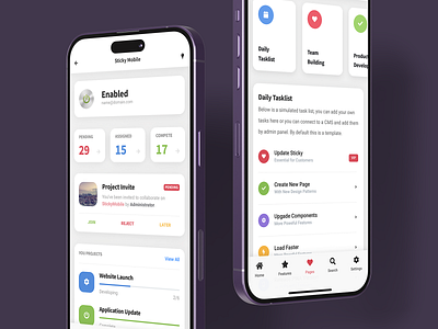 Sticky - Task Management App Template - PWA & Mobile Kit android app card based layout design grid growth html ios iphone list management management app mobile personal development personal development app sidebar task list task management tasks ui