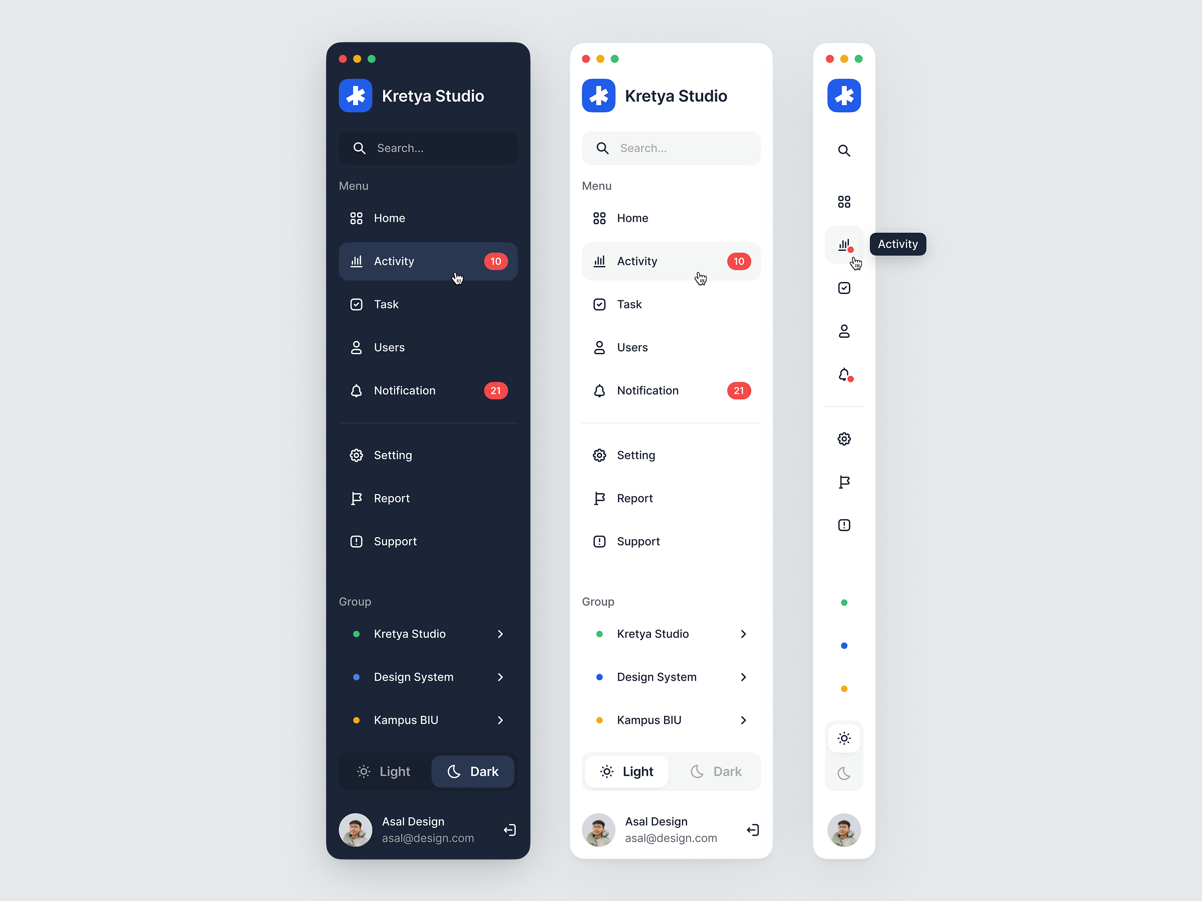 Sidebar Navigation #1 by Asal Design® for Kretya on Dribbble