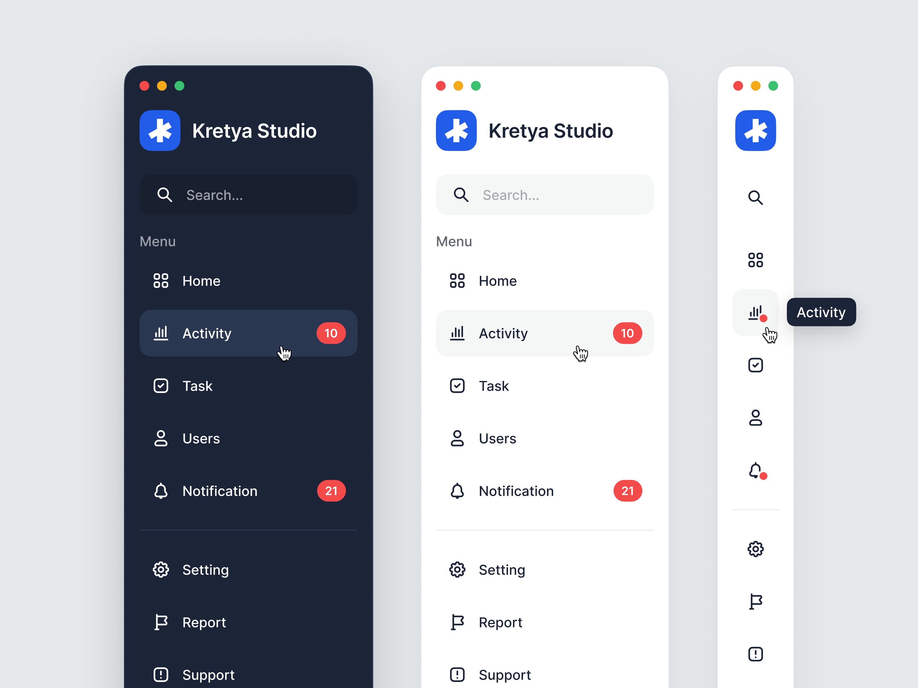 Sidebar Navigation #1 by Asal Design for Kretya Studio on Dribbble