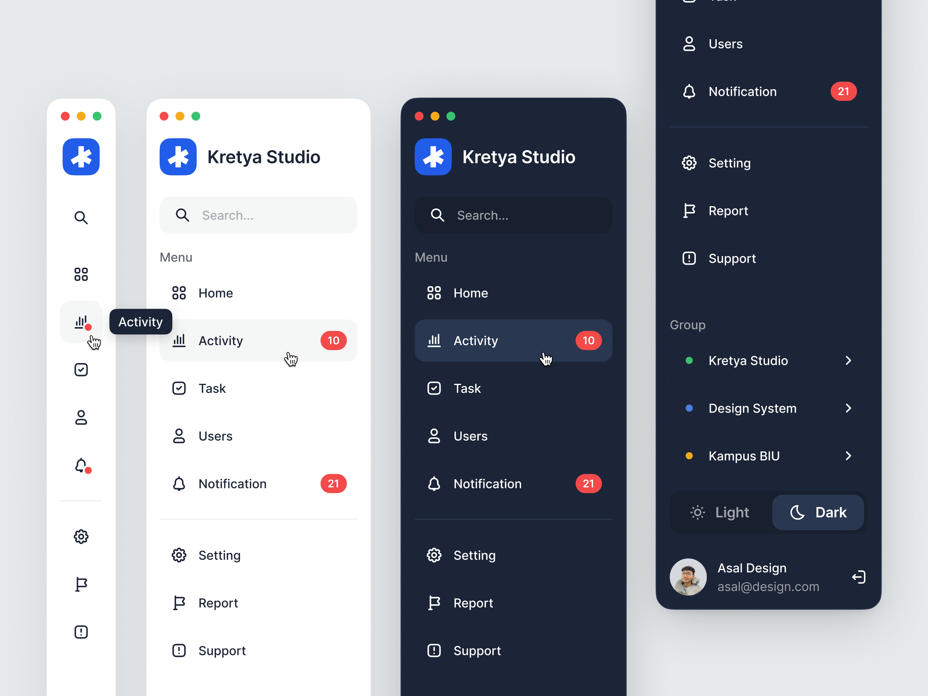 Sidebar Navigation #1 by Asal Design for Kretya Studio on Dribbble