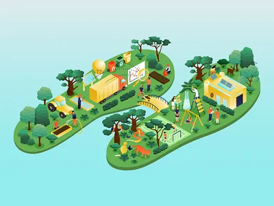 Isometric footstep Illustration 3d illustratin co2 coffee eco ecology footstep green illustration isometric leaf nature planer plants recucling tree vector vectorart