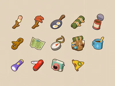 Camping icons blender blender3d camp camp fire camping icon set icons nature